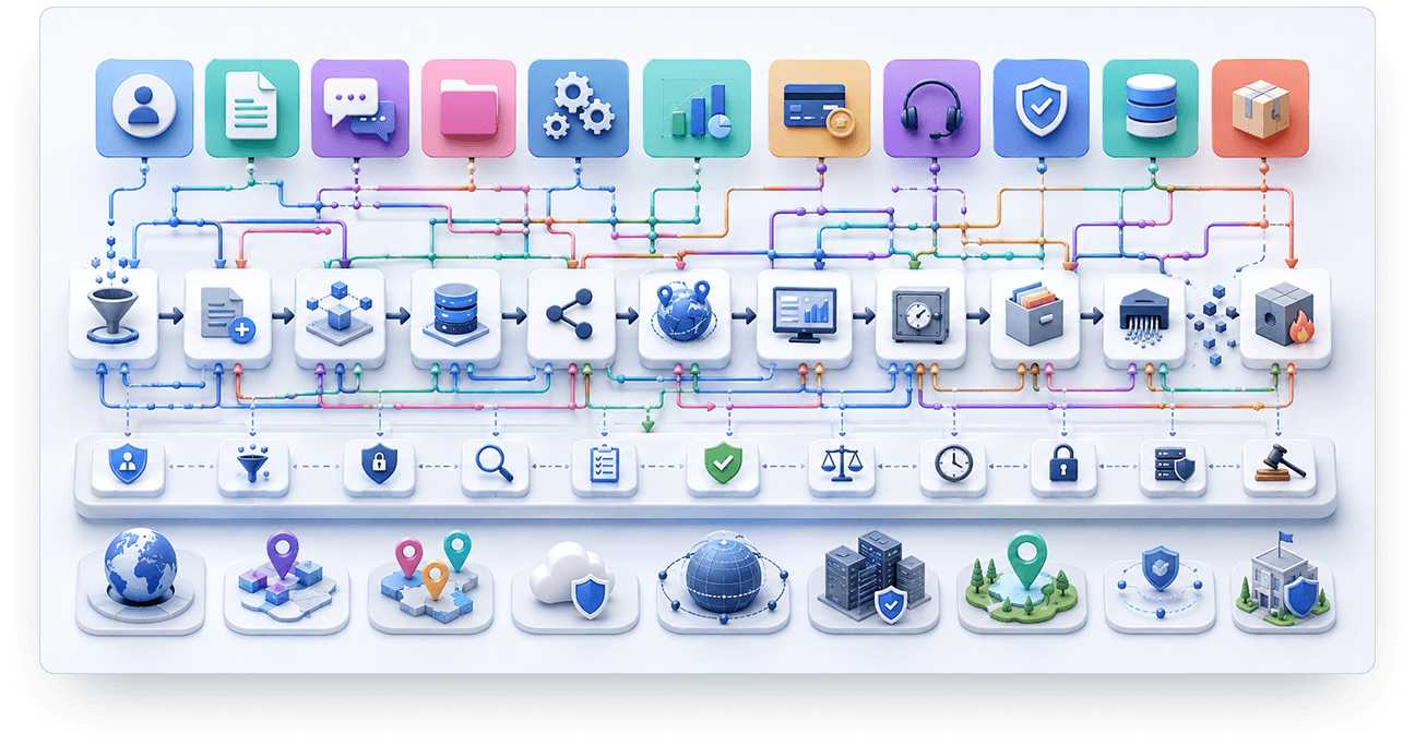 Data residency, location, movement, and lifecycle graphic