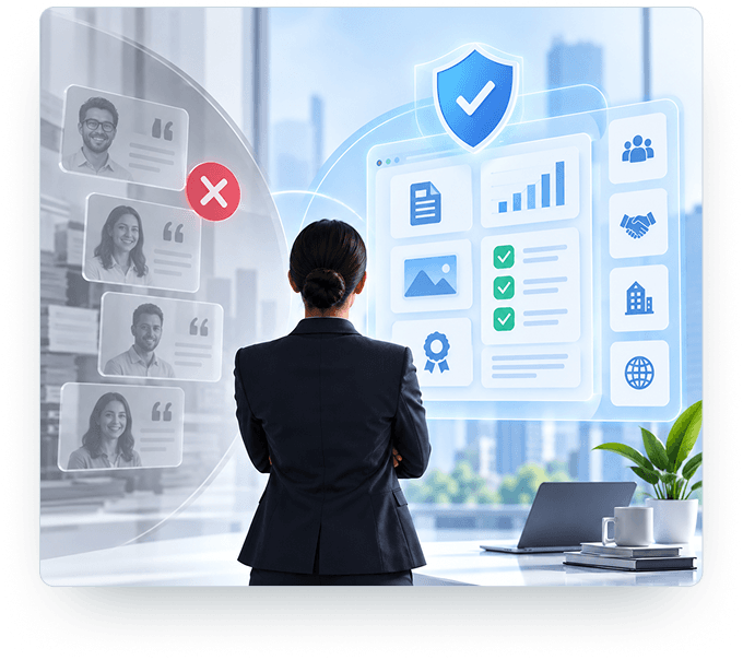 Governed customer evidence interface illustration