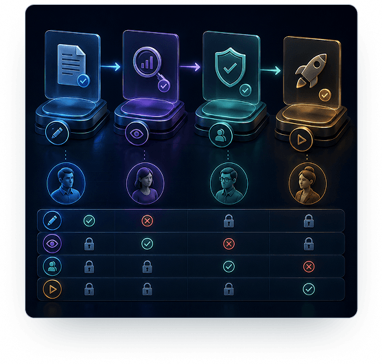 Four duties segregation of duties workflow illustration