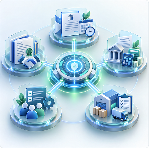 Compliance Obligations and Evidence Six Layers Visualization