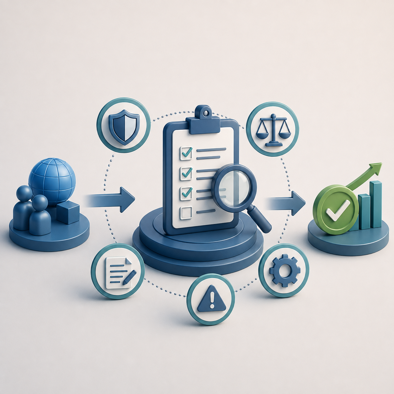 Stage 03 evaluate governance illustration showing rule evaluation against confirmed context